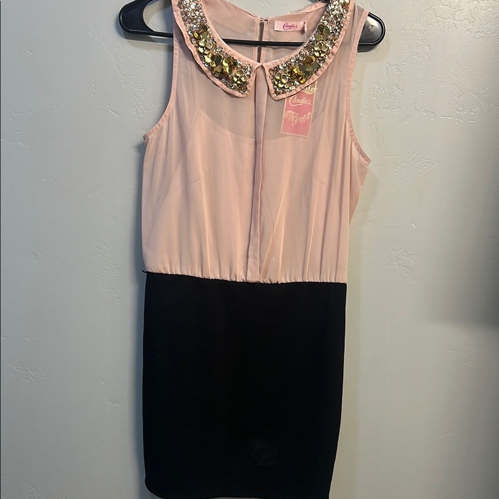 Juniors' Candie's® Sequin Peter Pan Collar Dress Size Medium